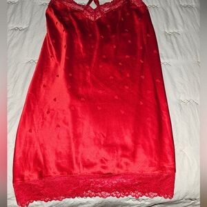 Red Lace Trim Nightgown